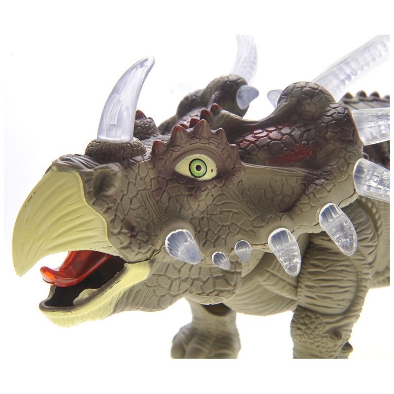 Insten Triceratops Walking Dinosaur Toy, Jurassic Dino With Lights And Sounds, Green, 2 of 6