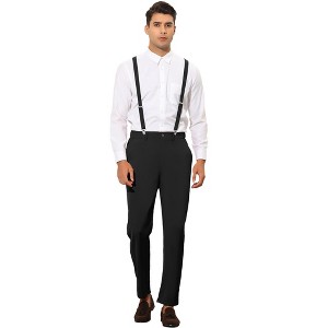 Lars Amadeus Men's Solid Color Flat Front Suspender Cropped Pants - 1 of 4