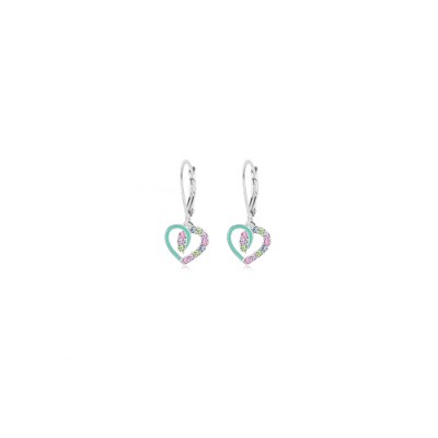 Chanteur Hypoallergenic Kids Jewelry Accessories Hearts Blue CZ White Gold Palladium Plating Earrings leverback is made from 925 Sterling silver