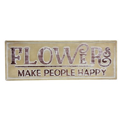 VIP Metal 26 in. Gold Embossed "Flowers" Wall Sign