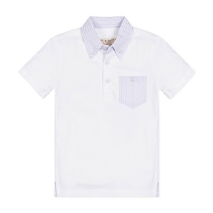 Hope & Henry Boys' Organic Short Sleeve Jersey Polo with Seersucker Trim, Kids - 1 of 4