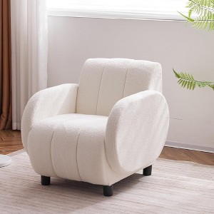 Single Sofa, Accent Chair, Upholstered Comfy Reading Armchair with Wood Base for Living Room, Bedroom - 1 of 4