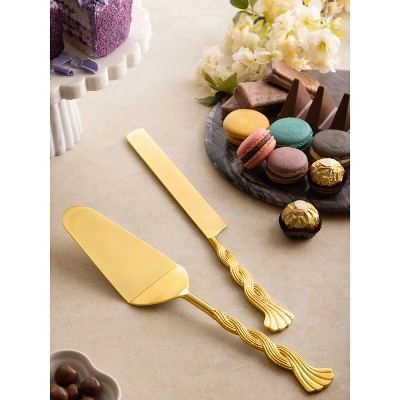 Matte Gold Stainless Steel Cake Server Set