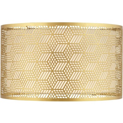 Springcrest Gold Finish Laser Cut Metal Large Drum Lamp Shade 17" Top x 17" Bottom x 10" High (Spider) Replacement