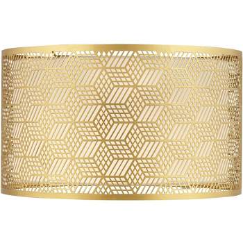Springcrest Gold Finish Laser Cut Metal Large Drum Lamp Shade 17" Top x 17" Bottom x 10" High (Spider) Replacement