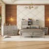 NicBex Full/Queen Farmhouse Bed Frame with Move Storage Headboard,Platform Bed with Charging Station,No Box Spring Needed,White/Gray - 2 of 4