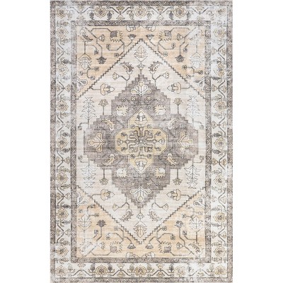 Nuloom Autumn Vintage Machine Washable Indoor Area Rug Gray 4' x 6'