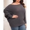 Garvee Womens Plus Size Off-Shoulder Sweater Tops Batwing Sleeve Winter Knit Blouses - 3 of 4