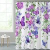 LunaLulinlk Purple Buttlefly Shower Curtain Floral Waterproof Fabric Bathroom Curtain 72x72 in - 2 of 4