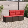 vidaXL 3 Piece Patio Sofa Set with Cushions Brown and Red Poly Rattan - 2 of 4
