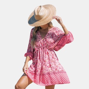 Women's Paisley Floral Print Back Tie Mini Dress - Cupshe - 1 of 4