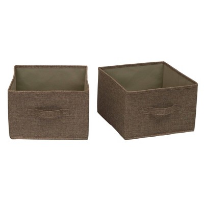 Household Essentials Set of 2 Wide Hanging Shelf Drawers Latte Linen: Closet Hanging Organizer, Universal Storage, No Assembly