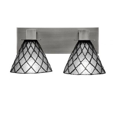 Toltec Lighting Apollo 2 - Light Vanity in  Graphite with 7" Diamond Ice Art Glass Shade