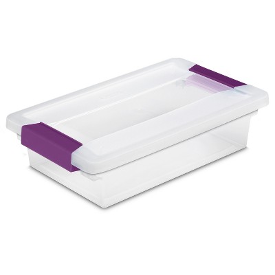 Sterilite 6 Qt Clear View Box Clear with Latches Purple