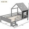 KWPZQEB Twin/Full Size Bed with House Design, Wood Floor Bed Frame w/ Bookcase & Guardrail, Blackboard & Window, Montessori Low Bed for Kids - 4 of 4