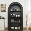 Vynxaria 78.74" Tall Mid-Century Arched Bookcase: 4-Tier Open Storage Shelf for Living Room/Bedroom, Black - 2 of 4