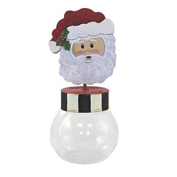 Round Top Collection 8.75 In Santa Bubble Jar Christmas Candy Decanter Decorative Jars