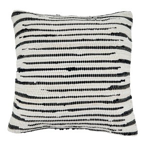 14"x23" Oversize Zebra Chindi Design Cotton Lumbar Throw Pillow Cover Black/White - Saro Lifestyle - 1 of 4