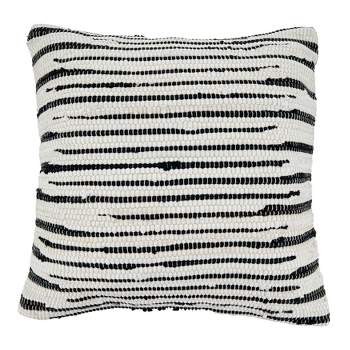 14"x23" Oversize Zebra Chindi Design Cotton Lumbar Throw Pillow Cover Black/White - Saro Lifestyle