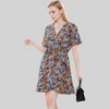 Anna-Kaci Women's Floral Print V-Neck Dress with Waist Tie and Flared Hem - 3 of 4