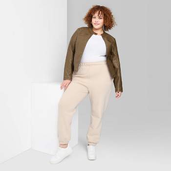 Women's High-Rise Tapered Perfect Sweatpants - Wild Fable™ Oatmeal