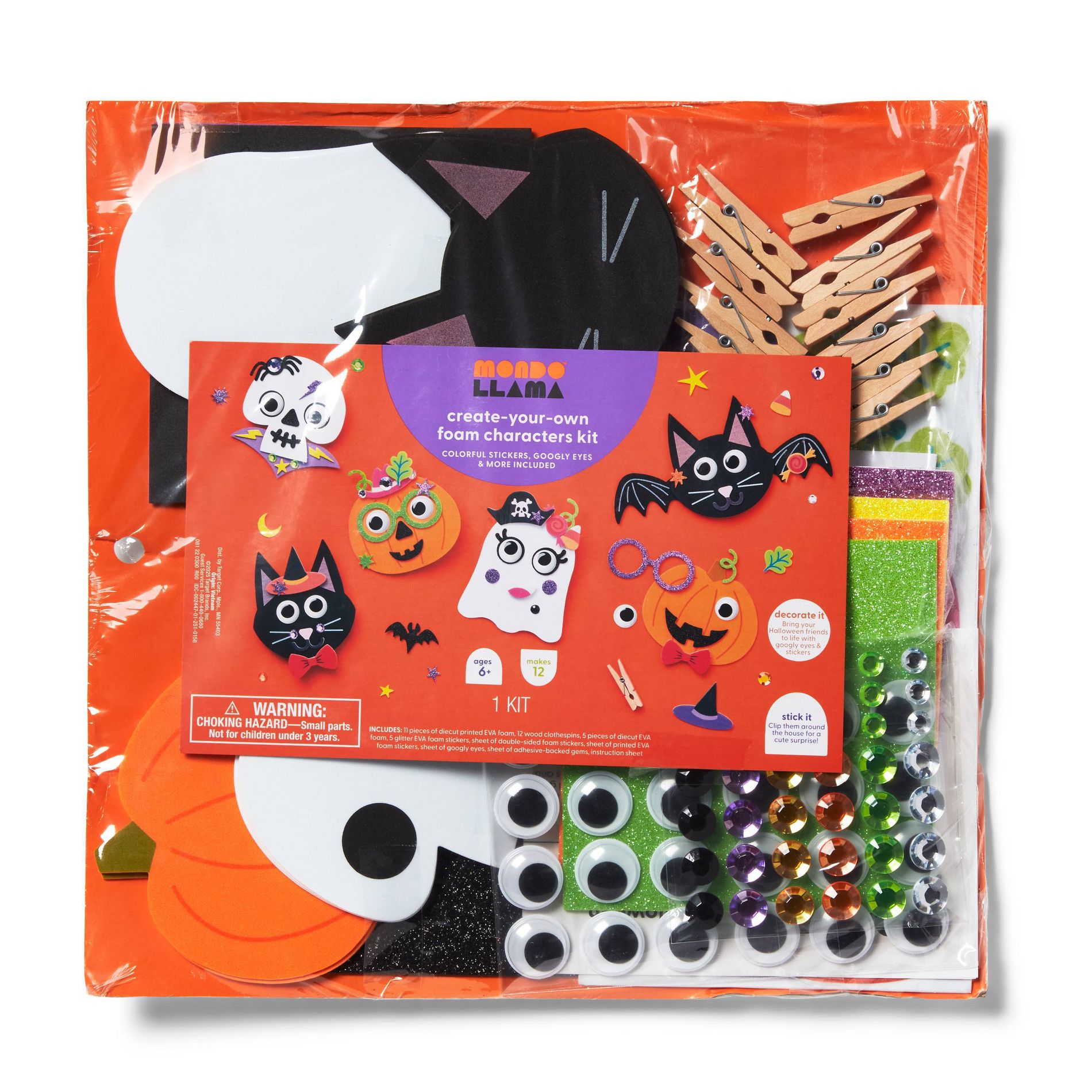 12ct Halloween Characters Foam Platter Craft Kit - Mondo Llama™