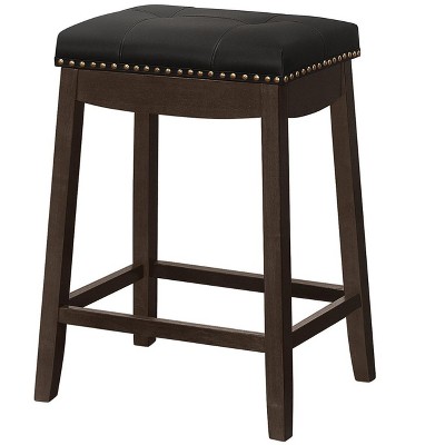 NicBex Set of 2  Bar Stools for Kitchen Island,Leather Counter Bar Stools with Wood legs,Bar Chairs for Dining Rooms,Kitchens Islands,Black/White