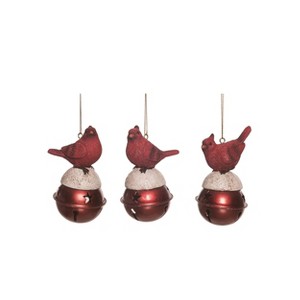 Transpac Resin Bird & Bell Ornament Set of 3 Christmas Home Decorations - 1 of 1