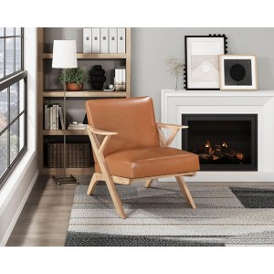 Sapphtopaz Accent Chair Solid Rubberwood Frame Modern Leather Lounge Chair Living Room Chair Comfy Chair for Living Room - 1 of 4