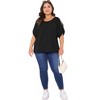 Agnes Orinda Women's Plus Size Round Neck Cold Shoulder Short Sleeve Summer Casual Blouse - 3 of 4