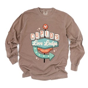 Simply Sage Market Women's Cupid's Love Lodge Long Sleeve Garment Dyed Tee - 1 of 4