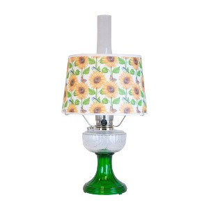 Aladdin Clear Over Emerald Lincoln Drape Table Oil Lamp with Summer Sunflower Shade (Nickel Trim) - 1 of 3