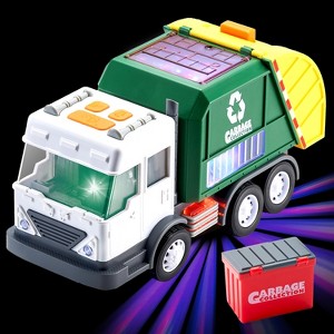 Joyfy Motorized LED Garbage Truck Toy with Lights & Sounds – Includes Dumpster, Auto Bump & Go, Volume Control – Realistic Trash Vehicle for Kids - 1 of 4