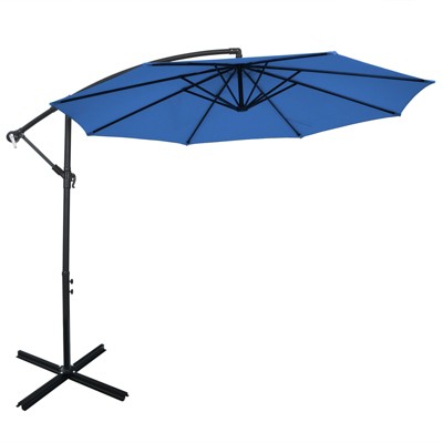 Tangkula 10FT Patio Offset Umbrella 8 Ribs Cantilever Umbrella w/Crank for Poolside Garden