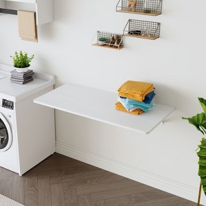 VisioGear Laundry Room Folding Table, Wall Mounted Folding Table for Small Spaces, Fold Down Desk, White, 45"*22"*6.5" - 1 of 4