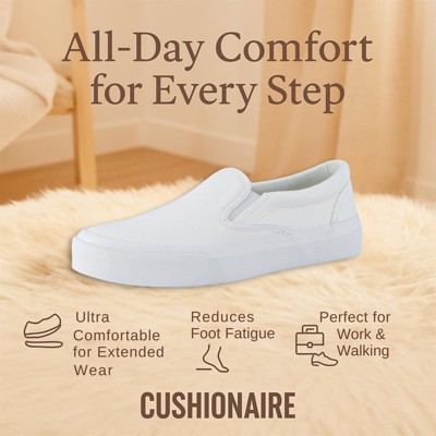 Женские кроссовки CUSHIONAIRE Ferris Fashion Slip On Sneakers for Women – Laceless Everyday Casual Womens Shoes with Cushioned Insole and Flexible Sole White 8 — фото 5