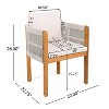 Gulches 2-Pack Acacia Wood Outdoor Dining Chairs, 400LBS Capacity, Waterproof Washable Beige Cushions & White Rope Armrests, Teak Color - 2 of 4