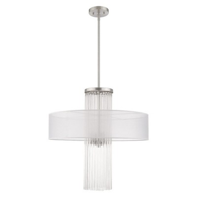 Alexis Elegant 4-Light Brushed Nickel Pendant with Crystal Rods