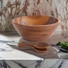 Nambé Eclipse Salad Bowl & Server Set – (12.5”) Acacia Wood & Alloy Serving Bowl with Sculptural Design – for Salads, Pasta & Side Dishes - 2 of 4