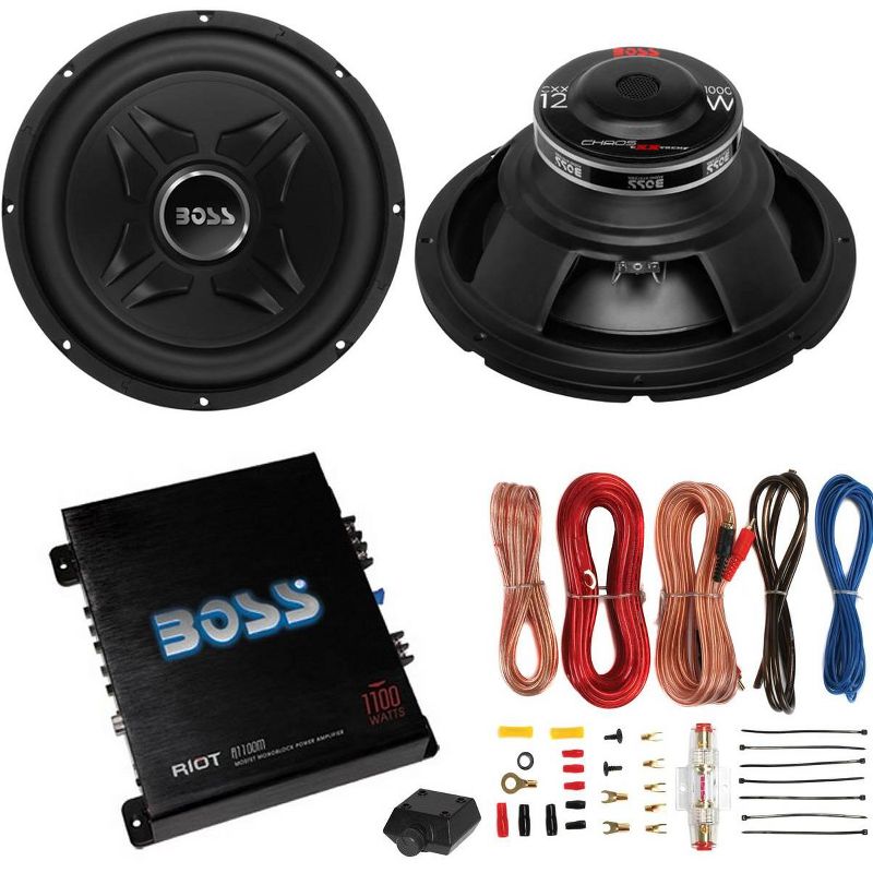 2 Boss CXX12 12" 2000W Car Audio Power Subwoofer Sub & Mono Amplifier & Amp Kit, 1 of 7