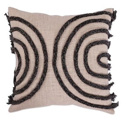 18"x18" Indoor Braid Square Throw Pillow Black/Ivory - Pillow Perfect: Cotton Fabric, Zipper Closure, Abstract Pattern