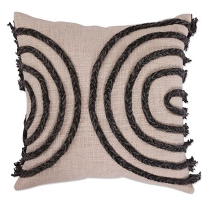 18"x18" Indoor Braid Square Throw Pillow Black/Ivory - Pillow Perfect: Cotton Fabric, Zipper Closure, Abstract Pattern - 1 of 3