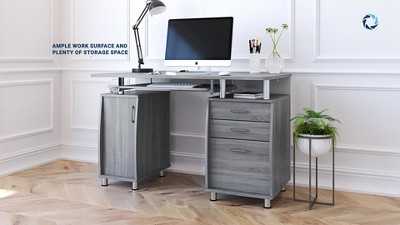Espresso 52" Workstation Desk with Storage and Keyboard Tray