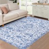 Vintage Washable Floral Print Living Room Rugs, Low Pile Non Slip Floor Carpet for Bedroom Dining Room - 4 of 4