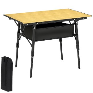 Outsunny 3ft Portable Camping Table, Adjustable Height Aluminum Small Folding Table with Storage Bag - 1 of 4