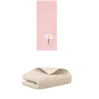 REGALWOVEN Embroidered Cotton Bathroom Decorative Hand Towels 14" x 30"/13" x 30" 2 Pcs