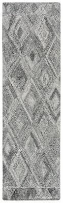 Hand-Tufted Grey/Black Abstract Wool & Viscose Runner Rug - 27x7 inches