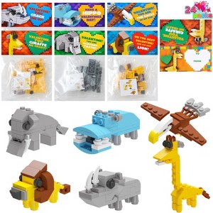 Joyfy 24/28 Packs Valentines Day Cards with Animal Building Blocks for Valentine Party Favor, Kids Classroom Exchange Gift, Valentine’s Greeting Cards - 1 of 4