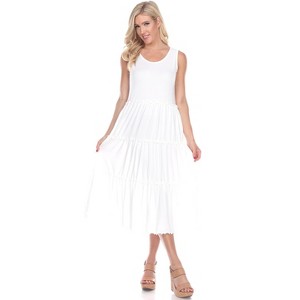 Women's Scoop Neck Tiered Midi Dress - White Mark - 1 of 3