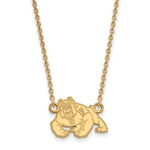 Black Bow Jewelry 14k Yellow Gold Plated Sterling Silver California State Fresno Bulldogs NCAA Necklace 18 Inch - 1 of 4